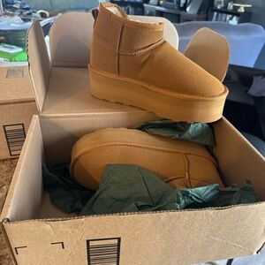 Tan Platform Ankle Boots